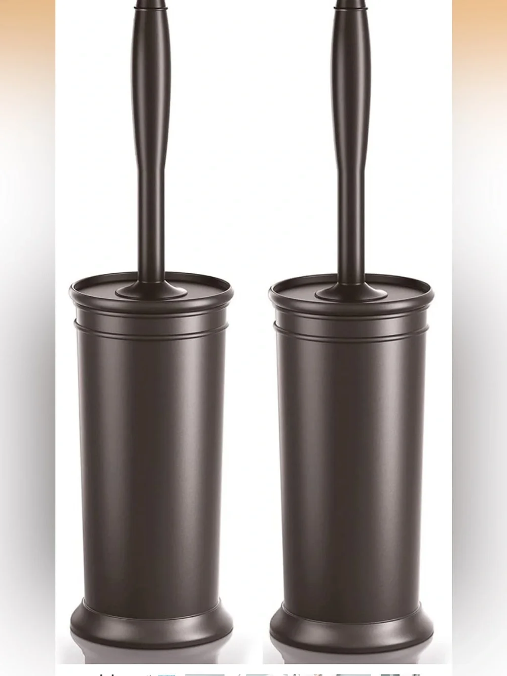 Amazon Bronze Toilet Brush and Covered Holder Set